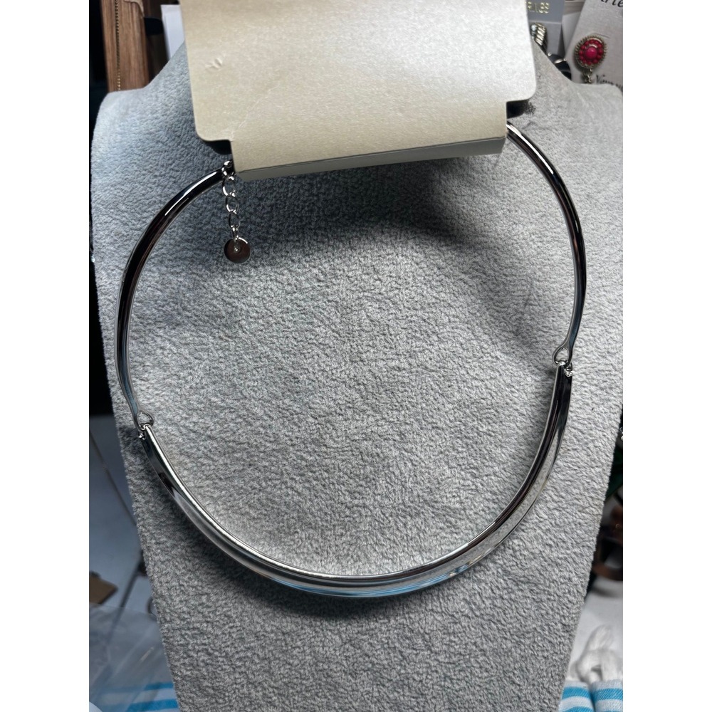 #29.  Bold Elements Silver Tone Collar Choker Necklace
